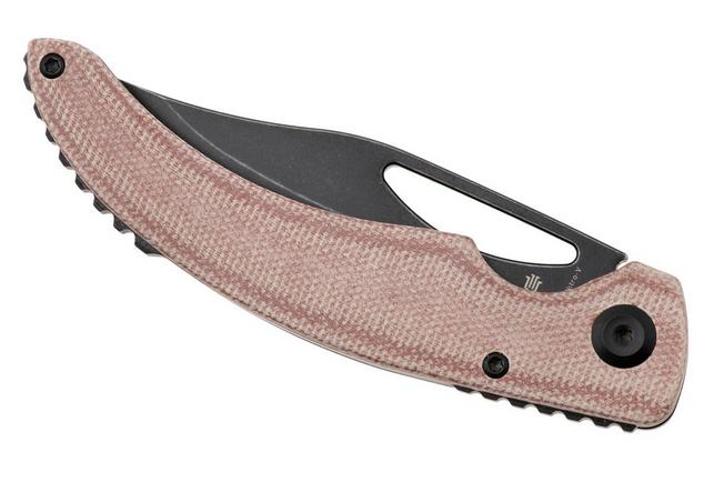 Afbeelding voor Tenable Knives Gideon T1119A2 Blackwashed Nitro-V, Brown Micarta, zakmes, Dead Sober design