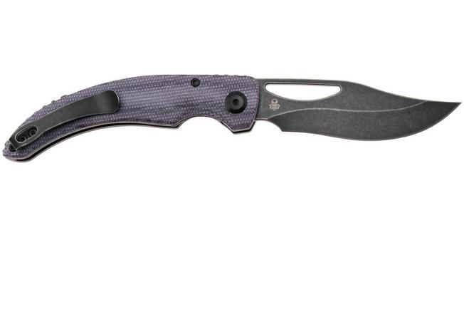 Afbeelding voor Tenable Knives Gideon T1119A4 Blackwashed Nitro-V, Purple Micarta, zakmes, Dead Sober design