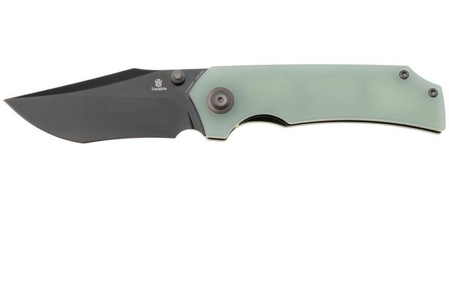 Afbeelding voor Tenable Knives Fermi T1122A2 Black Coated 14C28N, Jade G10, zakmes, Burchtree design