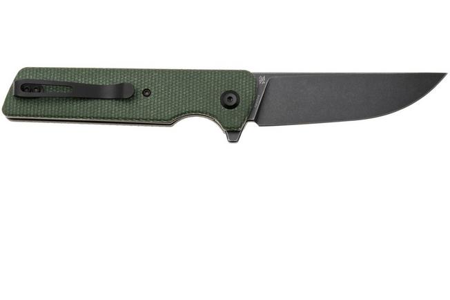 Afbeelding voor Tenable Knives Anomaly T2038A2 Blackwashed NItro-V, Green Micarta, zakmes, Pinkerton Knives design