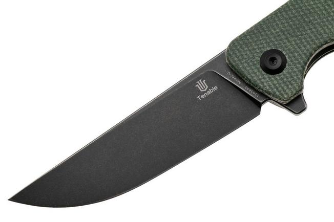 Afbeelding voor Tenable Knives Anomaly T2038A2 Blackwashed NItro-V, Green Micarta, zakmes, Pinkerton Knives design