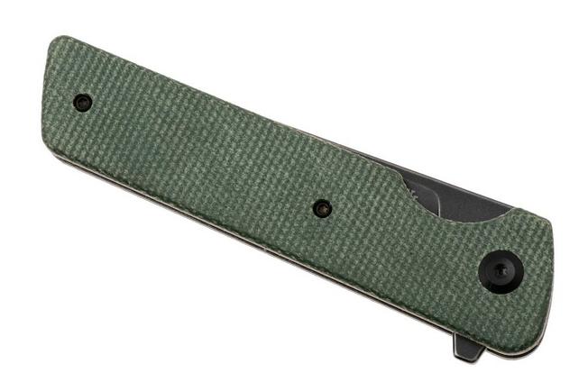 Afbeelding voor Tenable Knives Anomaly T2038A2 Blackwashed NItro-V, Green Micarta, zakmes, Pinkerton Knives design
