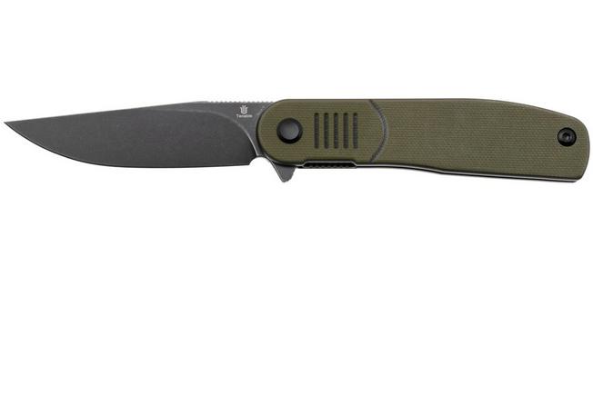 Afbeelding voor Tenable Knives Einar T2072A1 Blackwashed Nitro-V, Olive Green Black G10, Justin Lundquist design