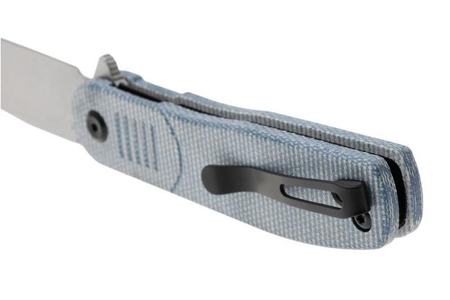 Afbeelding voor Tenable Knives Einar T2072A2 Stonewashed Nitro-V, Blue Micarta, zakmes, Justin Lundquist design