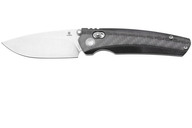 Afbeelding voor Tenable Knives Raven T2109V1 Stonewashed 14C28N, Twill Carbon Fiber, zakmes, Black Bird Blades design