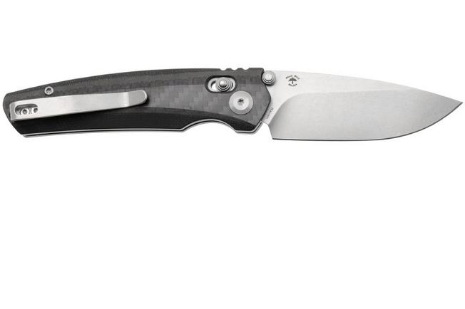 Afbeelding voor Tenable Knives Raven T2109V1 Stonewashed 14C28N, Twill Carbon Fiber, zakmes, Black Bird Blades design