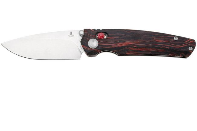 Afbeelding voor Tenable Knives Raven T2109V3 Stonewashed 14C28N, Red Black G-Mascus, zakmes, Black Bird Blades design