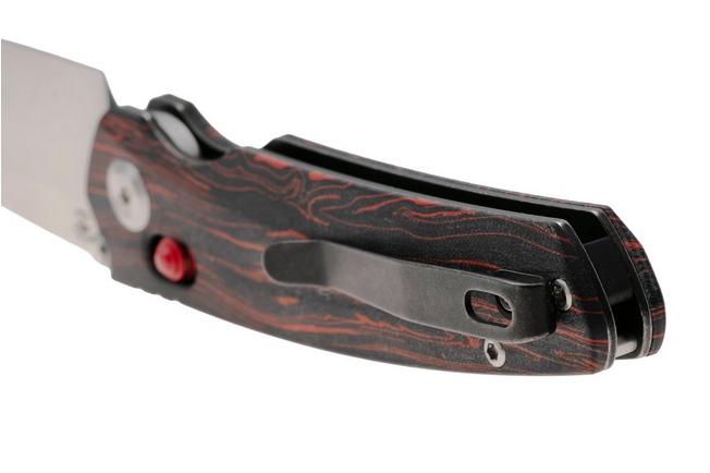 Afbeelding voor Tenable Knives Raven T2109V3 Stonewashed 14C28N, Red Black G-Mascus, zakmes, Black Bird Blades design
