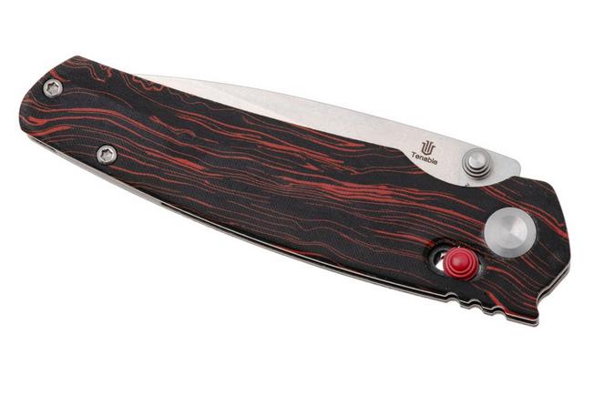 Afbeelding voor Tenable Knives Raven T2109V3 Stonewashed 14C28N, Red Black G-Mascus, zakmes, Black Bird Blades design