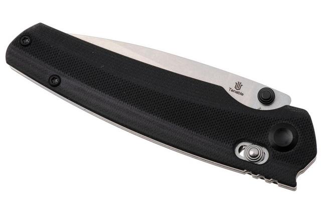 Afbeelding voor Tenable Knives Raven T2109V4 Stonewashed 14C28N, Black G10, zakmes, Black Bird Blades design
