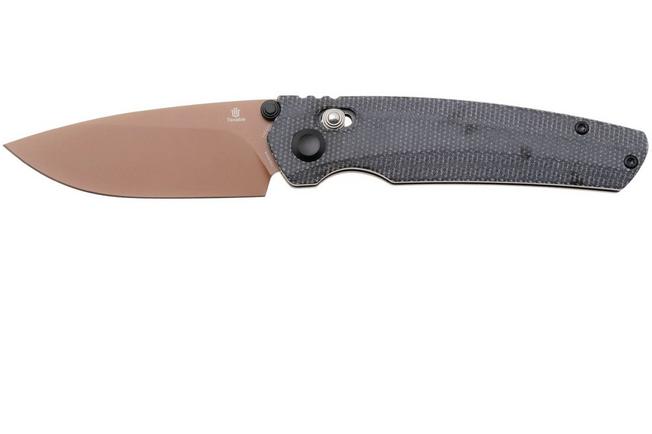 Afbeelding voor Tenable Knives Raven T2109V6 Rose Gold Coated 14C28N, Black Micarta, zakmes, Black Bird Blades design