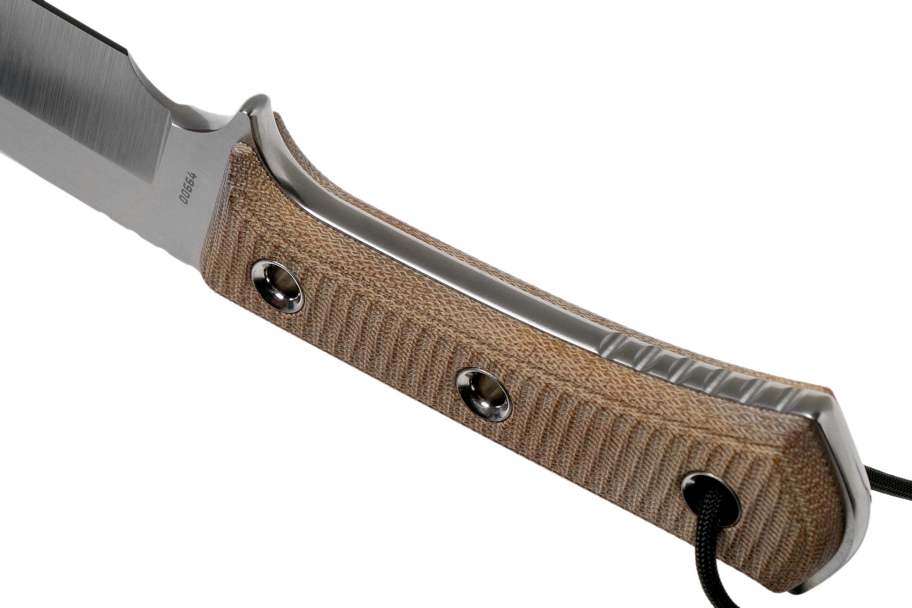 TRC Knives Apocalypse, Elmax, Natural Canvas Micarta, survival knife