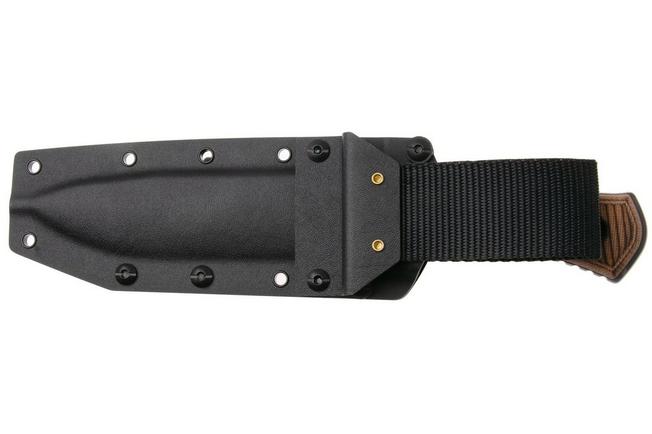 Afbeelding voor TRC Knives Apocalypse, Elmax Apocalypse Finish, Torched Natural Canvas Micarta, survivalmes