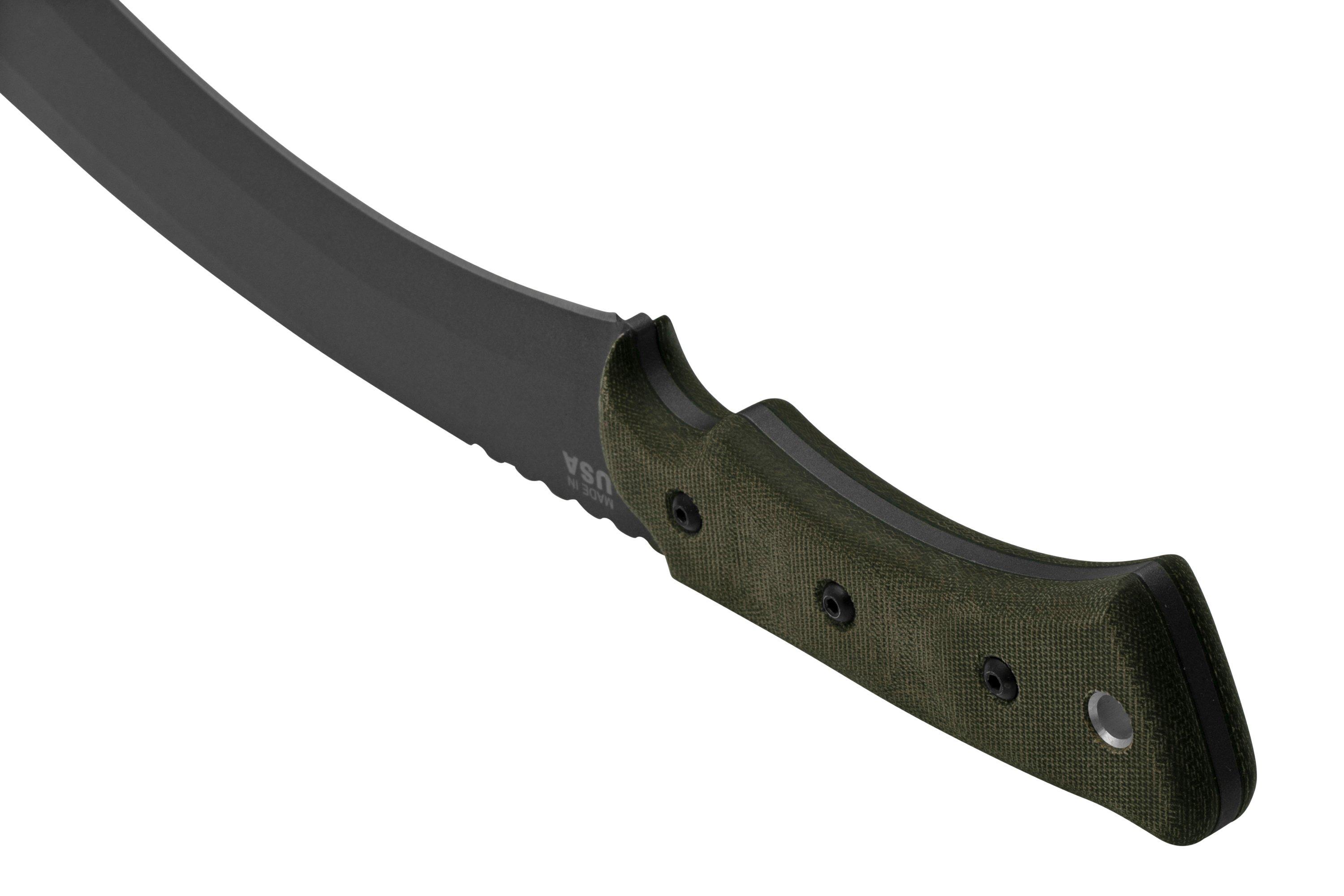 TOPS A-Klub Tungsten Fixed Blade Knife, Green Micarta Handle