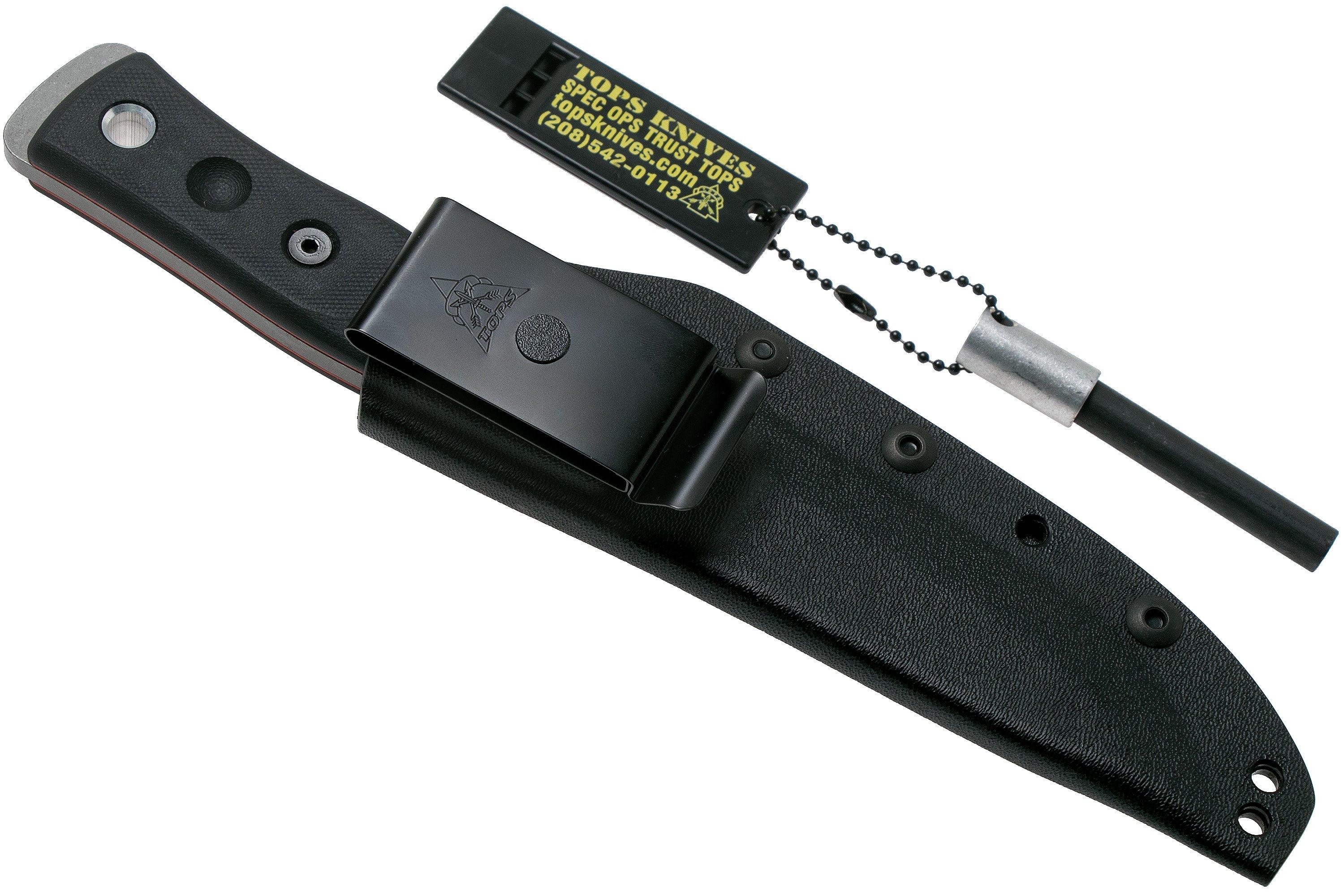 TOPS B.O.B. Hunter Messer – Schwarz, G-10 Griffschelle, Robustes Outdoor-Messer