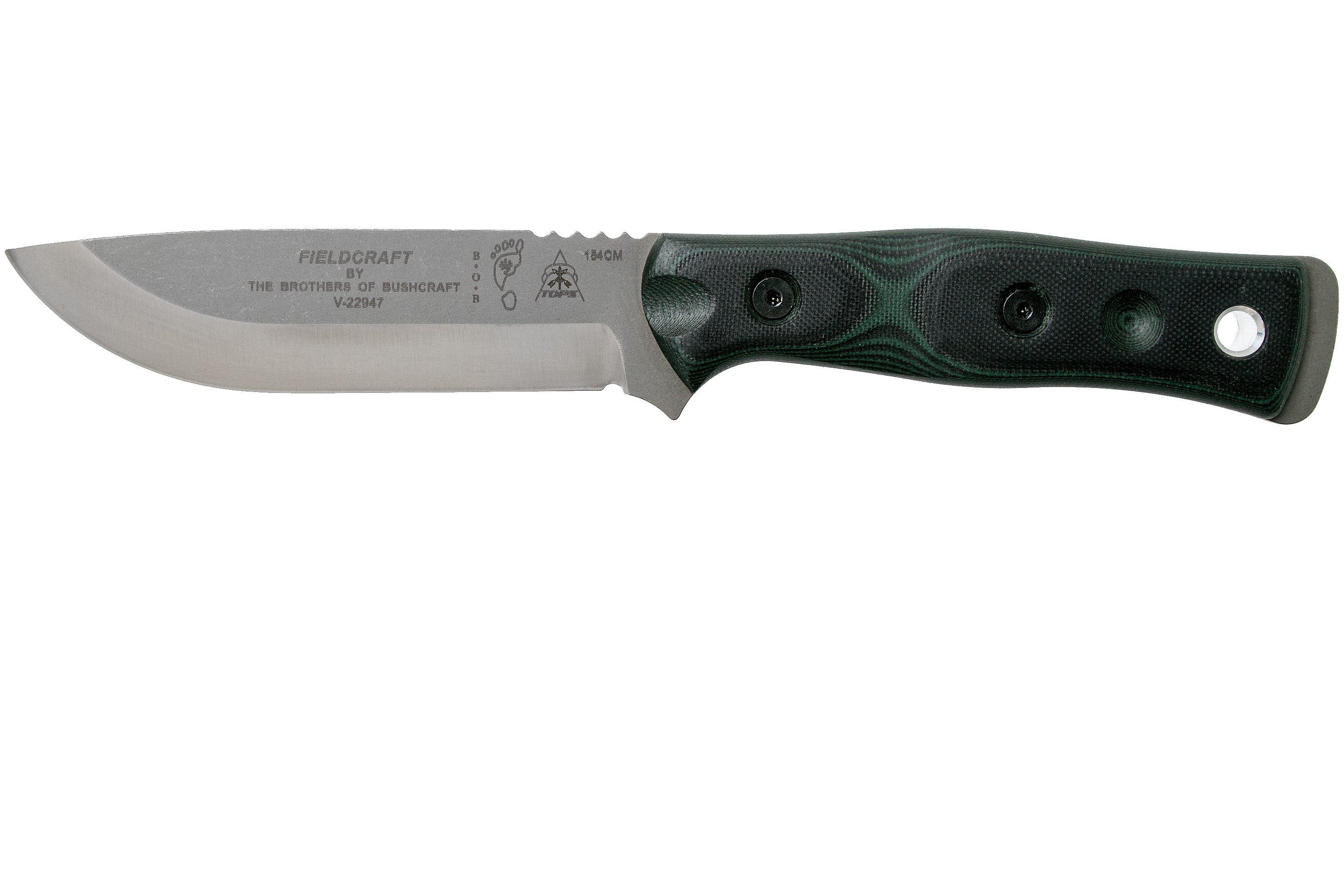 TOPS Knives B.O.B. Fieldcraft 154CM Green/Black G10 BROS-154-GB ...