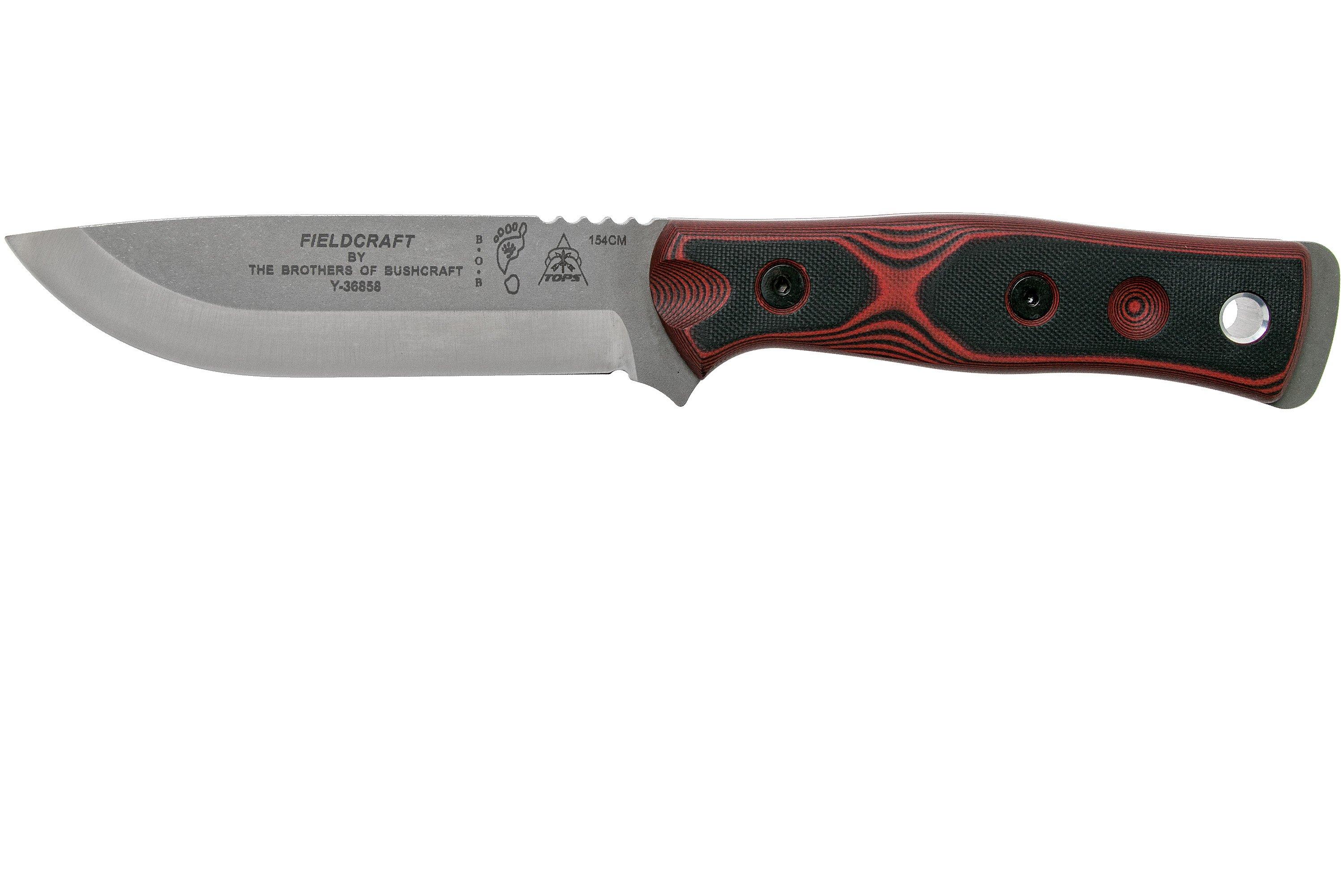 TOPS Knives B.O.B. Fieldcraft 154CM Red/Black G10 BROS154RB