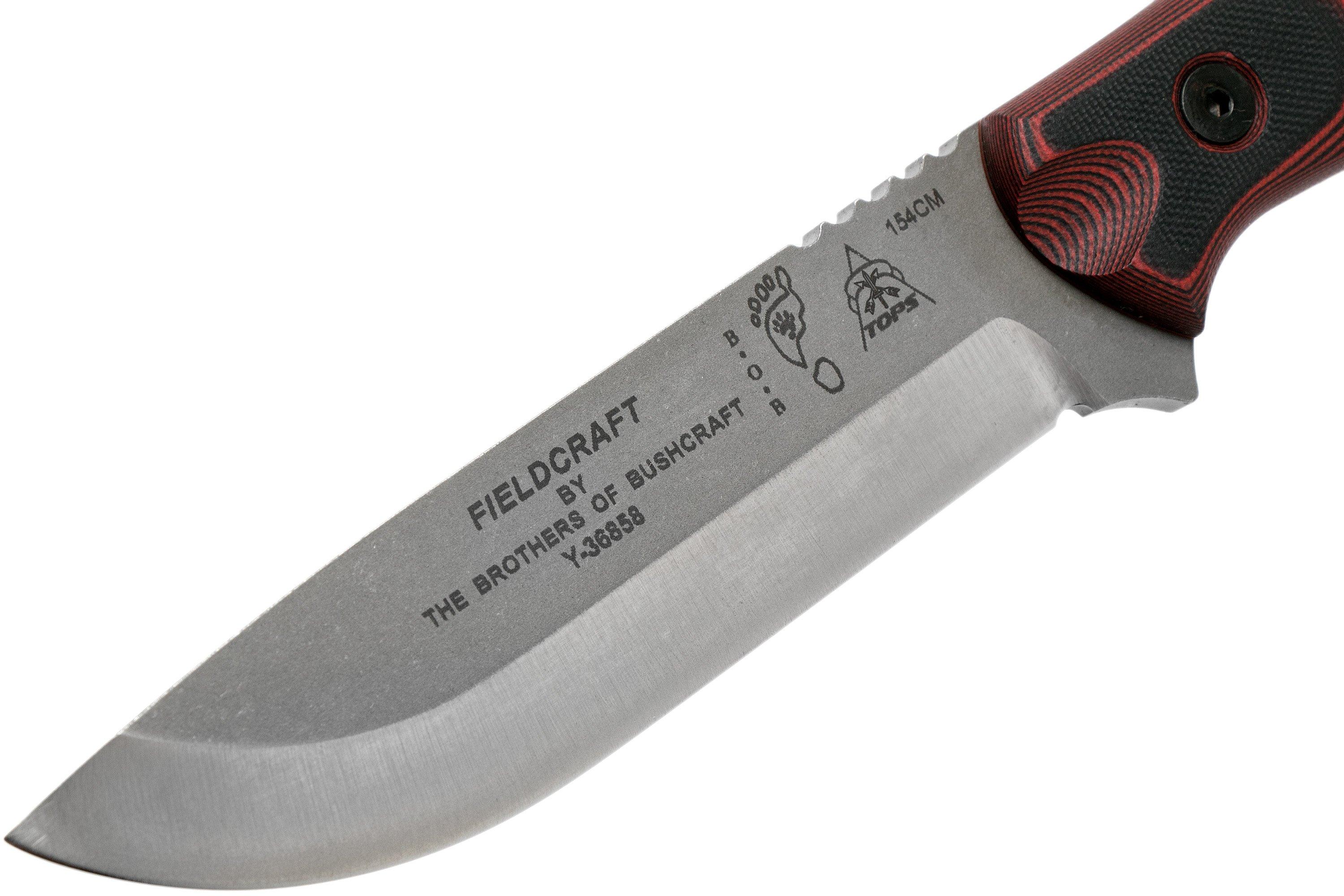 TOPS Knives B.O.B. Fieldcraft 154CM Red/Black G10 BROS154RB bushcraft