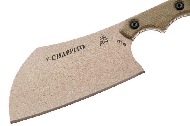 Afbeelding voor TOPS Knives El Chappito ECPTO-01 Coyote Tan 1095, Green Canvas Micarta, vaststaand mes, Leo Espinoza design