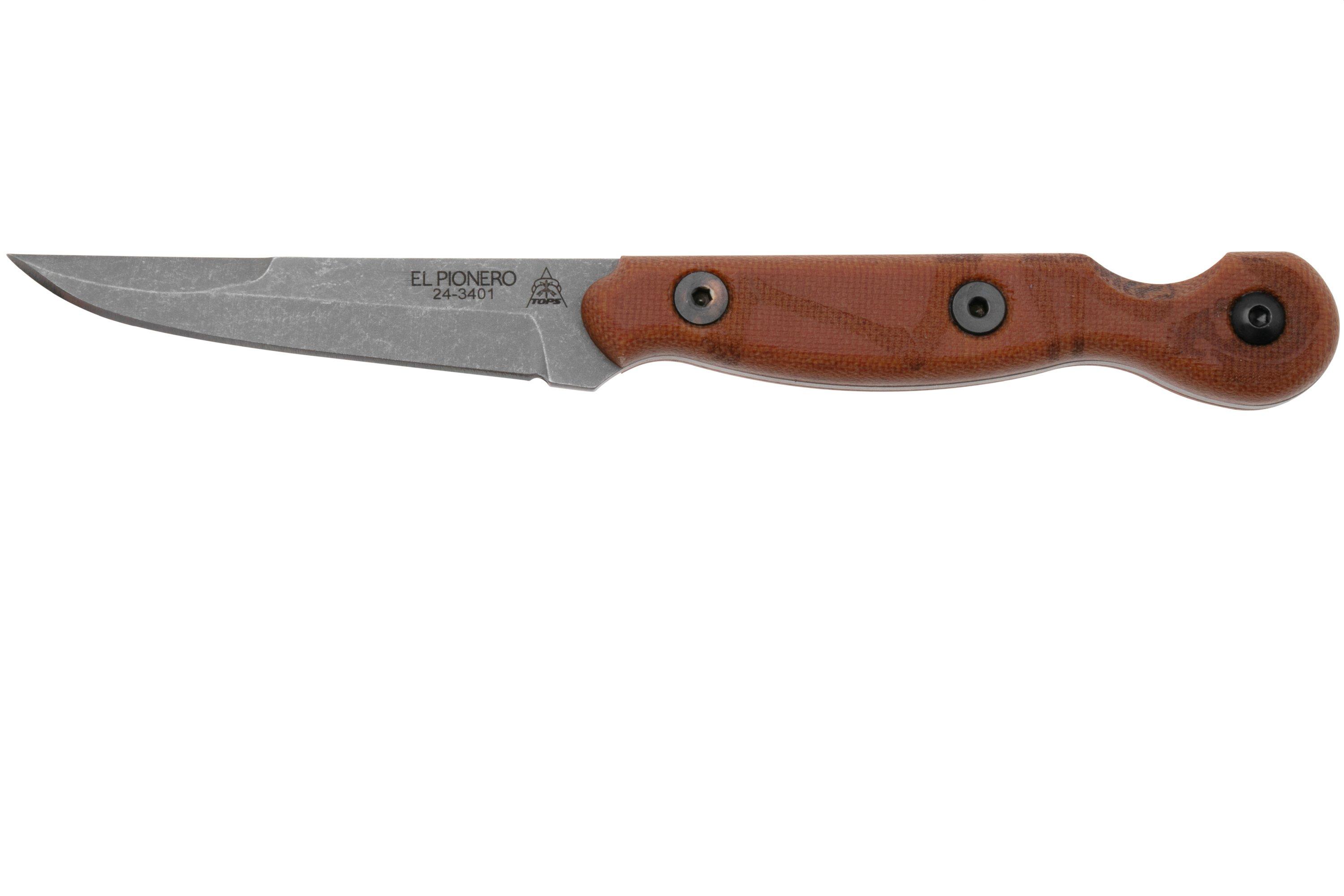 Tops El Pionero ELPO-01 Tan Canvas Micarta, fixed knife 
