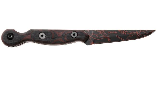 Afbeelding voor TOPS Knives El Pionero Diablito Edition ELPOL-01, Black Cerakote 1095, Black G10, vaststaand mes, Ed Calderon design