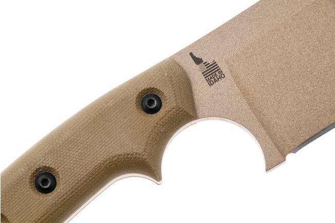 Afbeelding voor TOPS Knives Lil Chete LLCH-01, Coyote Tan 1095, Green Canvas Micarta, vaststaand mes, Leo Espinoza design