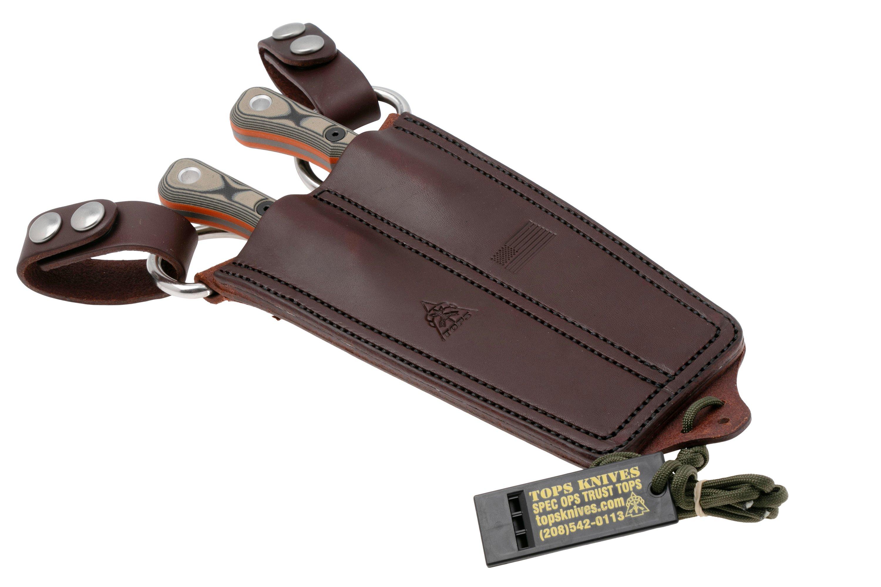TOPS Knives Muley Combo MCMB-01, 154CM Tumble Finish, Tan Black G10 ...