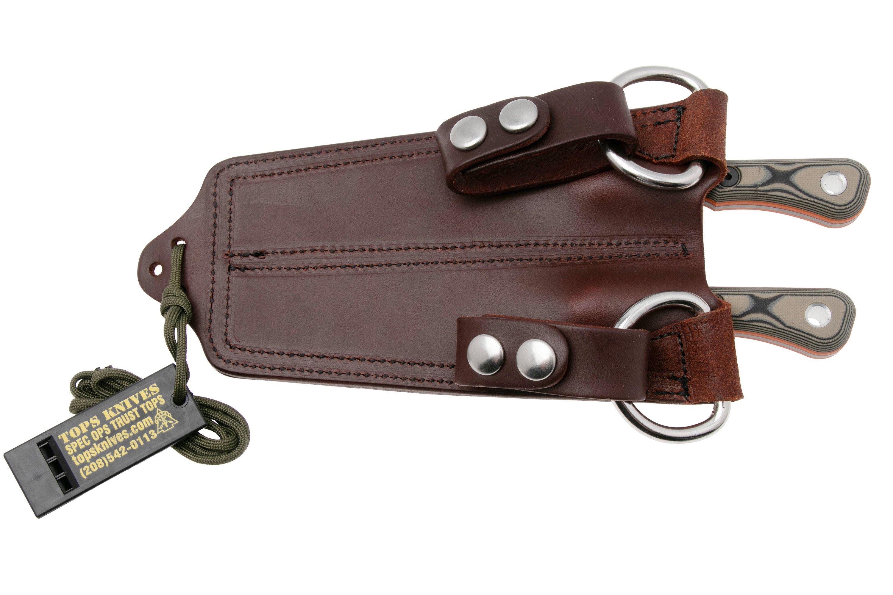 TOPS Knives Muley Combo MCMB-01, 154CM Tumble Finish, Tan Black G10 ...