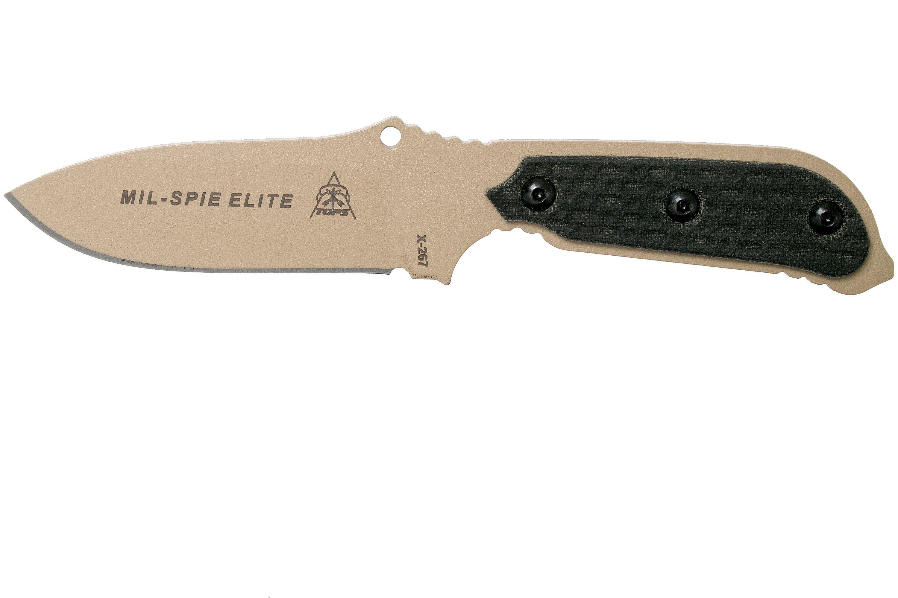 TOPS MilSPIE Elite Black Canvas Micarta MIL3ELITE survival knife
