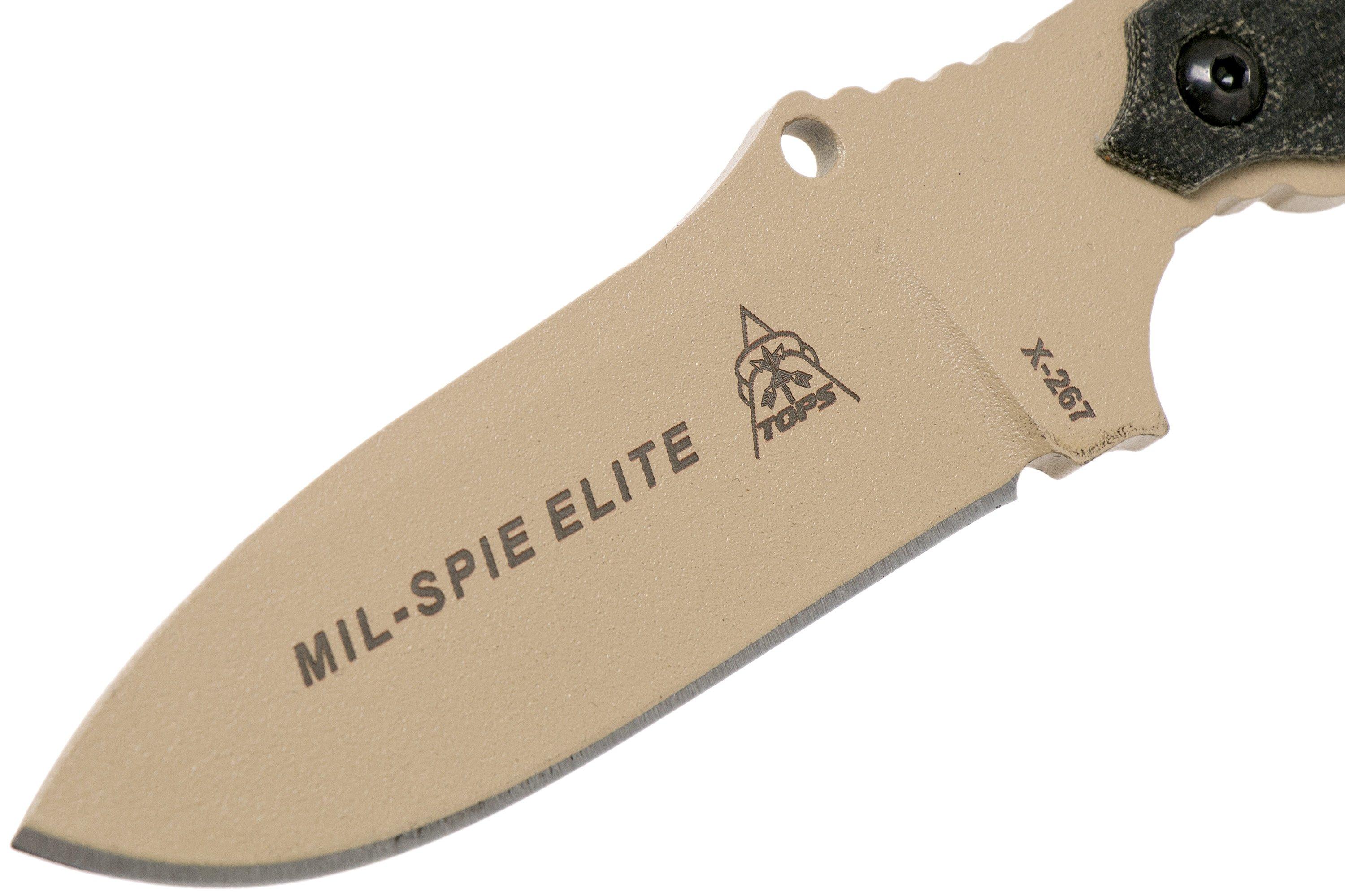 TOPS MilSPIE Elite Black Canvas Micarta MIL3ELITE survival knife