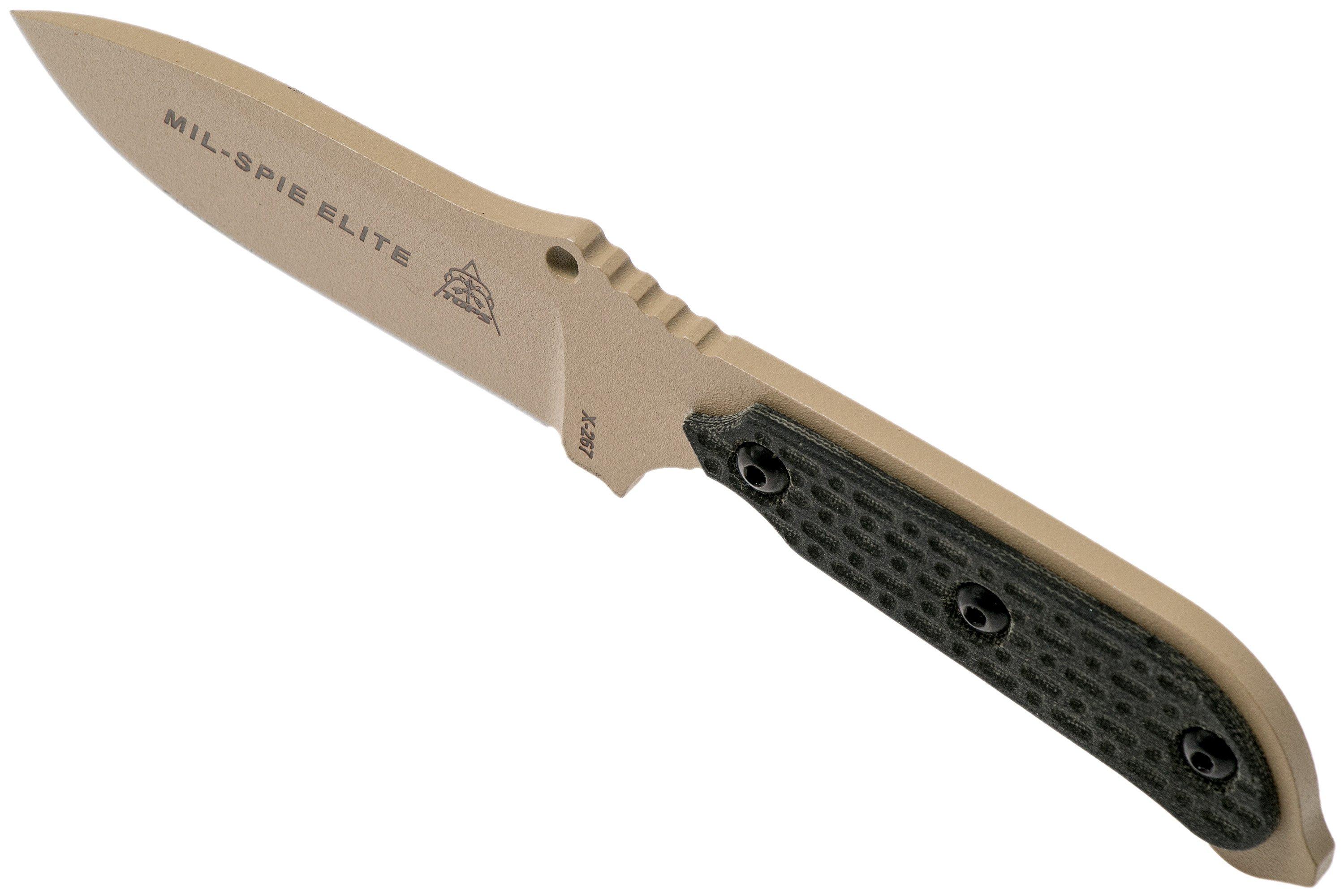 TOPS MilSPIE Elite Black Canvas Micarta MIL3ELITE survival knife