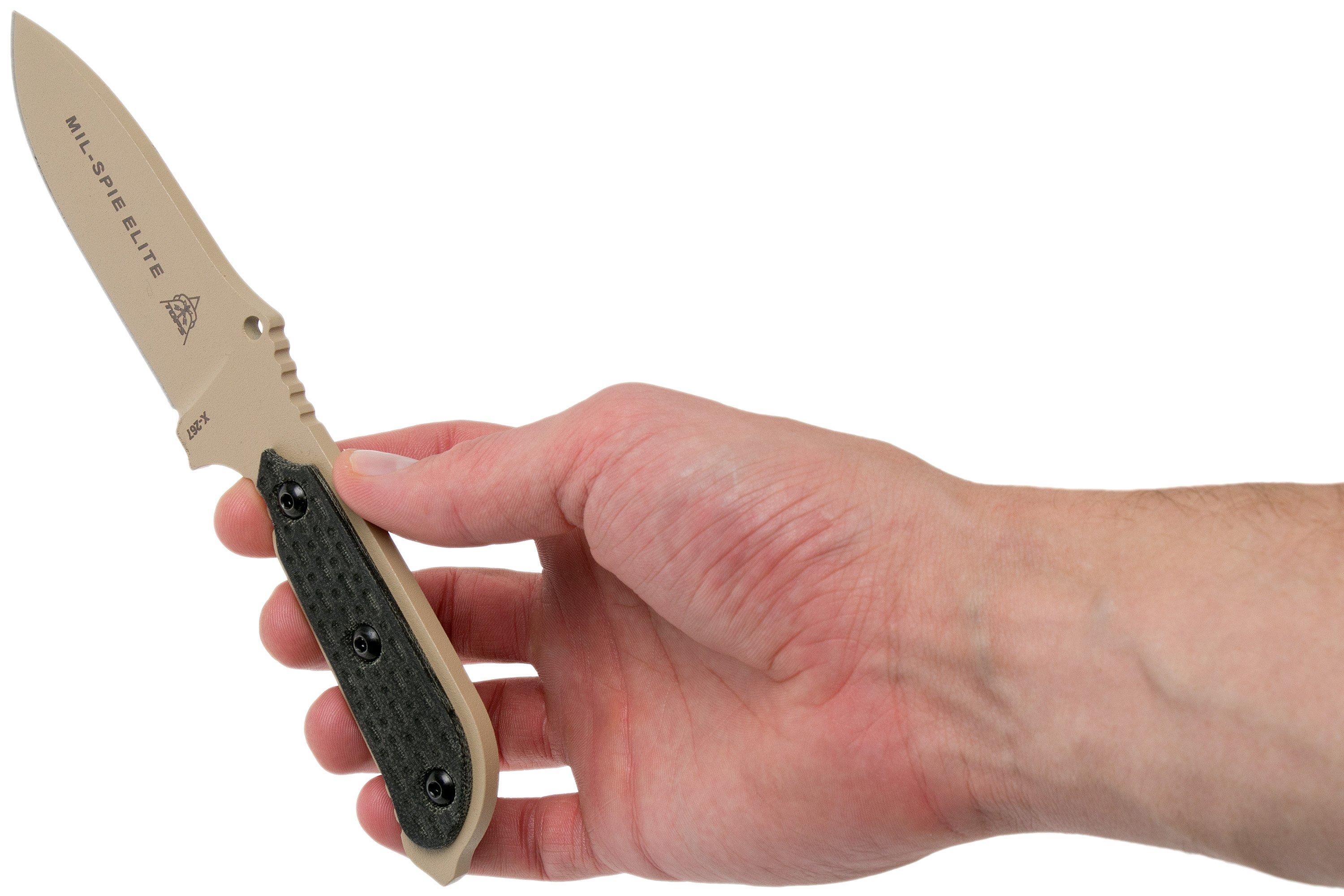 TOPS MilSPIE Elite Black Canvas Micarta MIL3ELITE survival knife