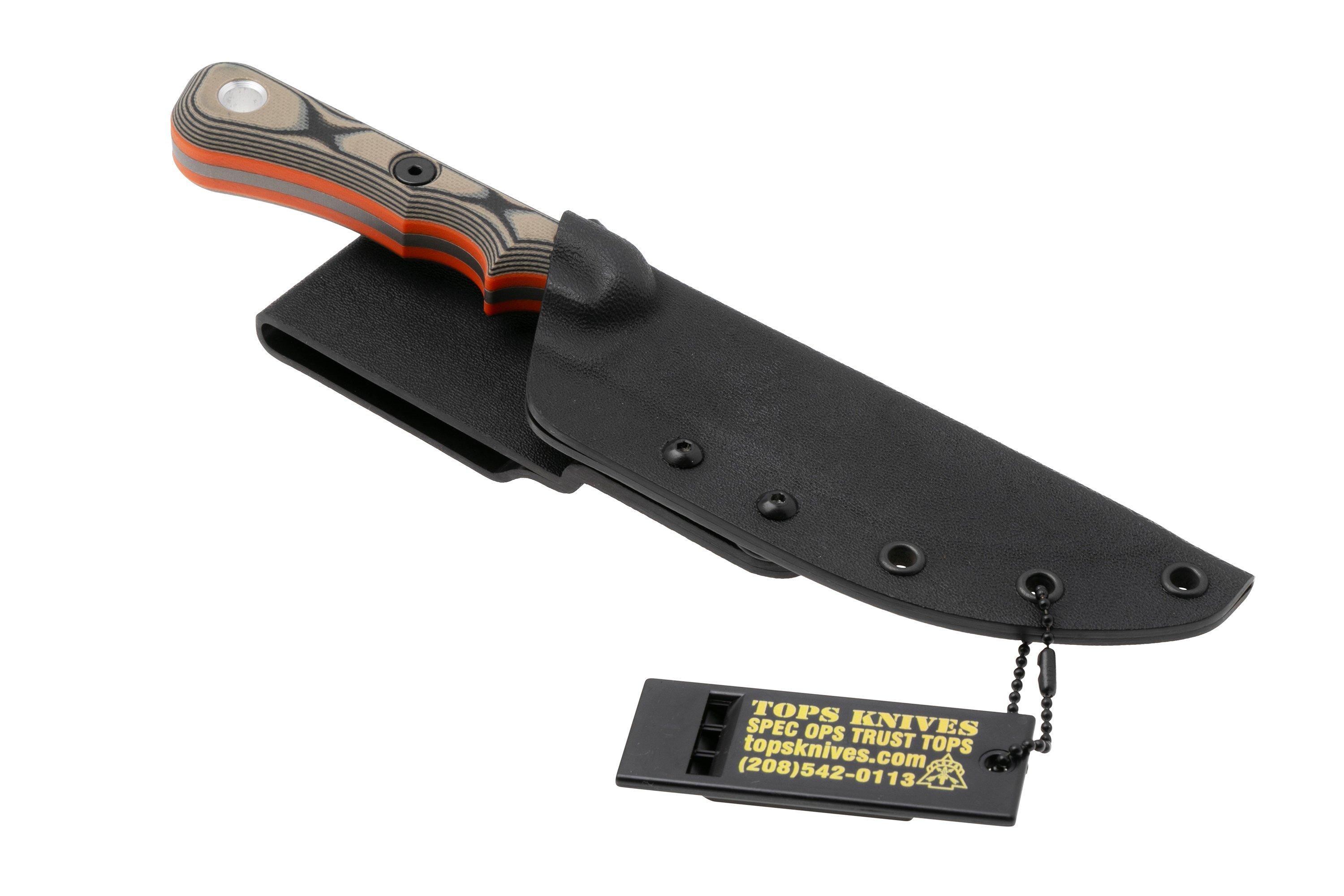 TOPS Knives Muley Skinner MSKIN-01, 154CM Tumble Finish, Tan Black G10 ...