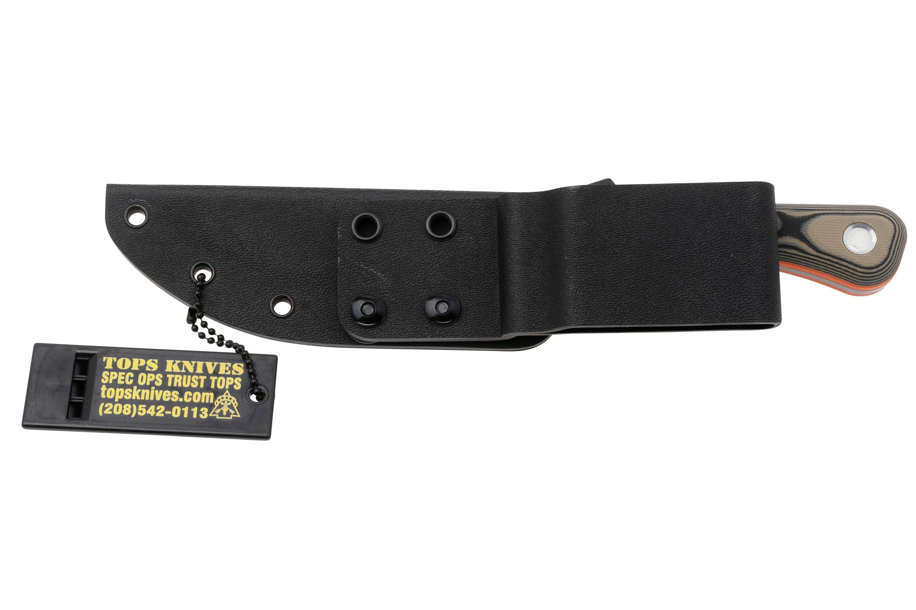 TOPS Knives Muley Skinner MSKIN-01, 154CM Tumble Finish, Tan Black G10 ...