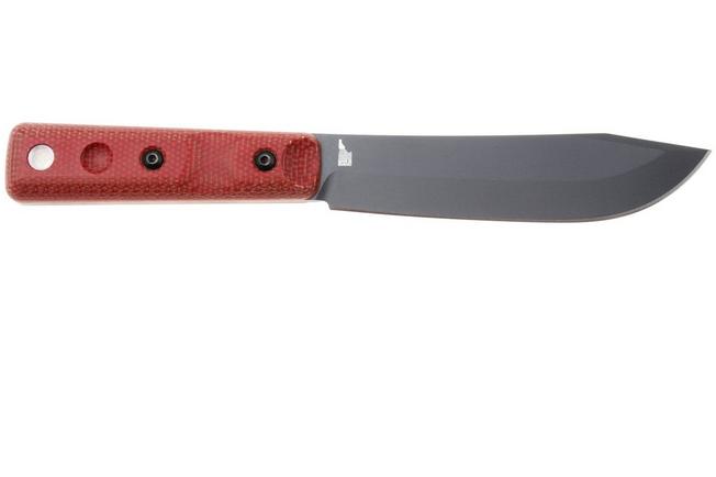 Afbeelding voor TOPS Knives Ontario XL Hunter ON7026B, Sniper Grey Traction Coated 1095 Carbon Steel, Red Canvas Micarta jachtmes