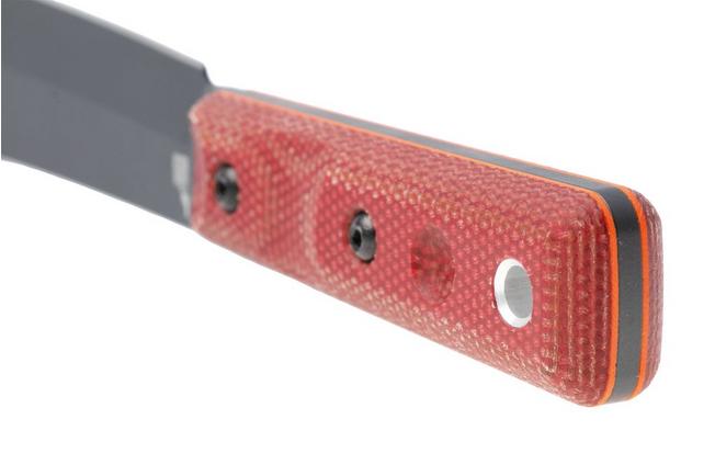 Afbeelding voor TOPS Knives Ontario XL Hunter ON7026B, Sniper Grey Traction Coated 1095 Carbon Steel, Red Canvas Micarta jachtmes