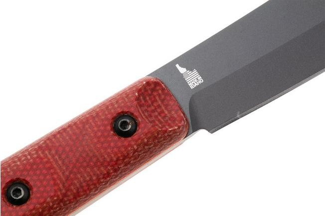 Afbeelding voor TOPS Knives Ontario XL Hunter ON7026B, Sniper Grey Traction Coated 1095 Carbon Steel, Red Canvas Micarta jachtmes