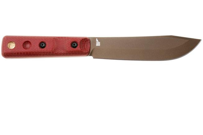 Afbeelding voor TOPS Knives Ontario XL Hunter ON7026, Midnight Bronze Traction Coated 1095 Carbon Steel, Red Canvas Micarta jachtmes