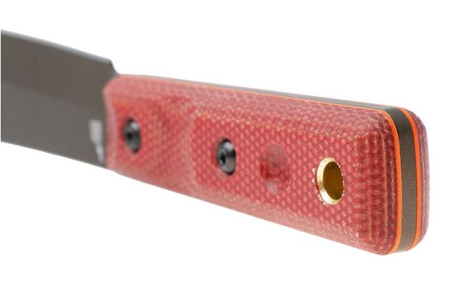 Afbeelding voor TOPS Knives Ontario XL Hunter ON7026, Midnight Bronze Traction Coated 1095 Carbon Steel, Red Canvas Micarta jachtmes