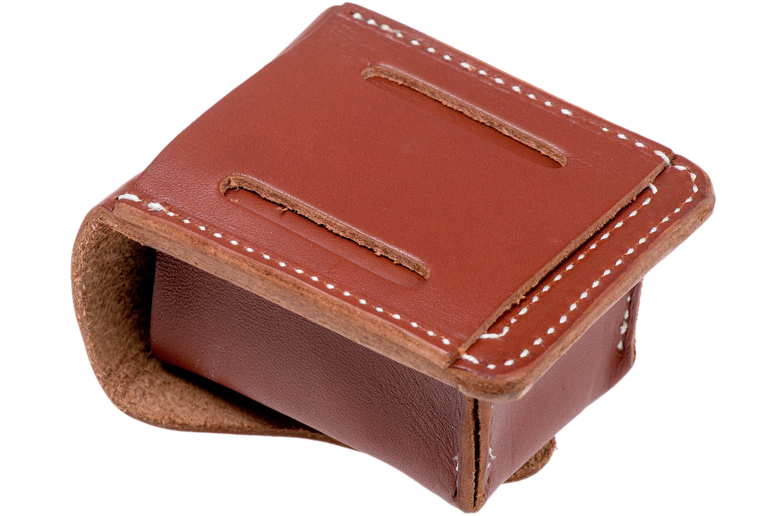 TOPS Knives Bushcraft Pouch SHLLBP-01 Brown Leather with Vertical and  Horizontal Carry Belt Loop