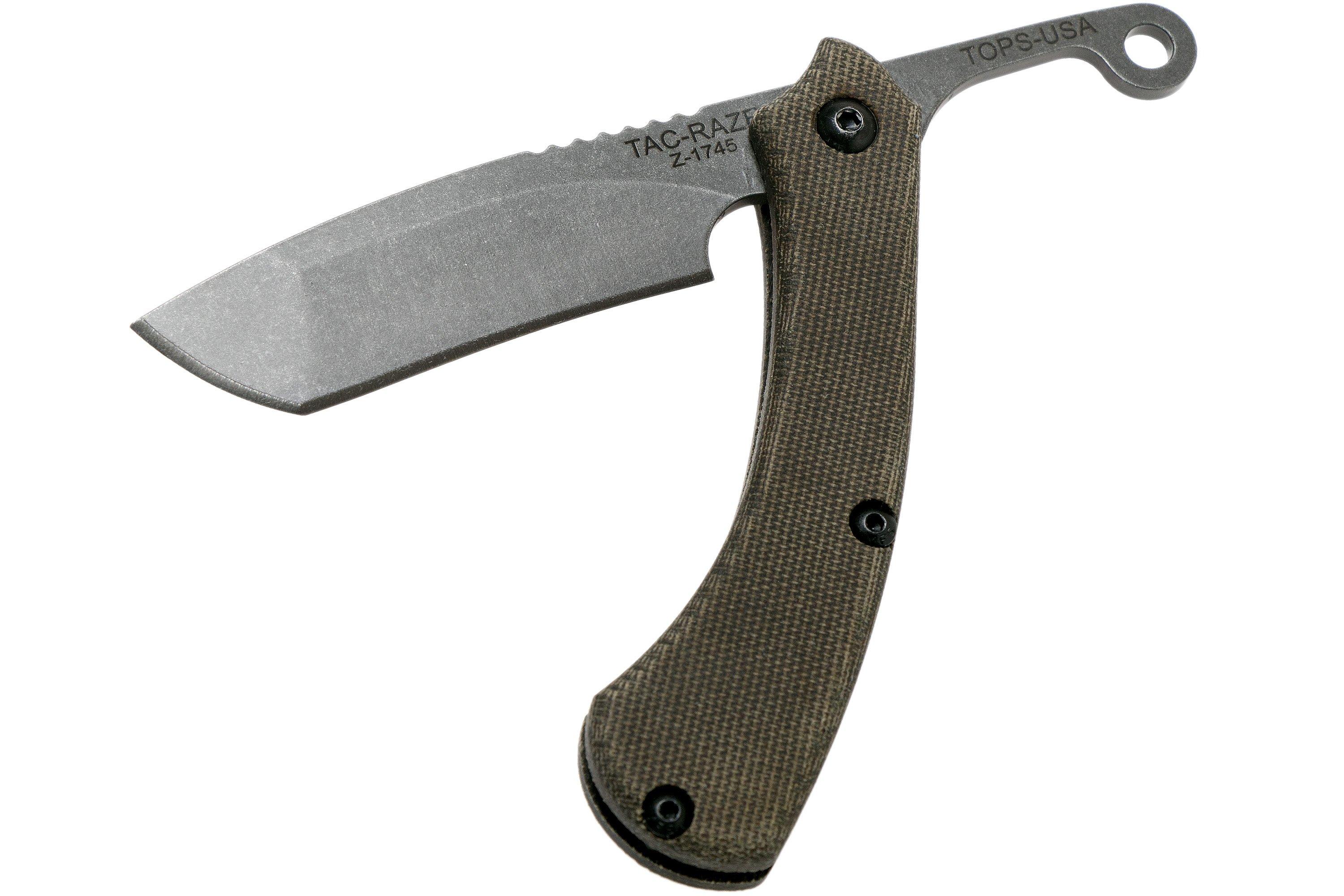 TOPS TacRaze 4 Tanto TRAZ04 Micarta, Friction Folder pocket knife
