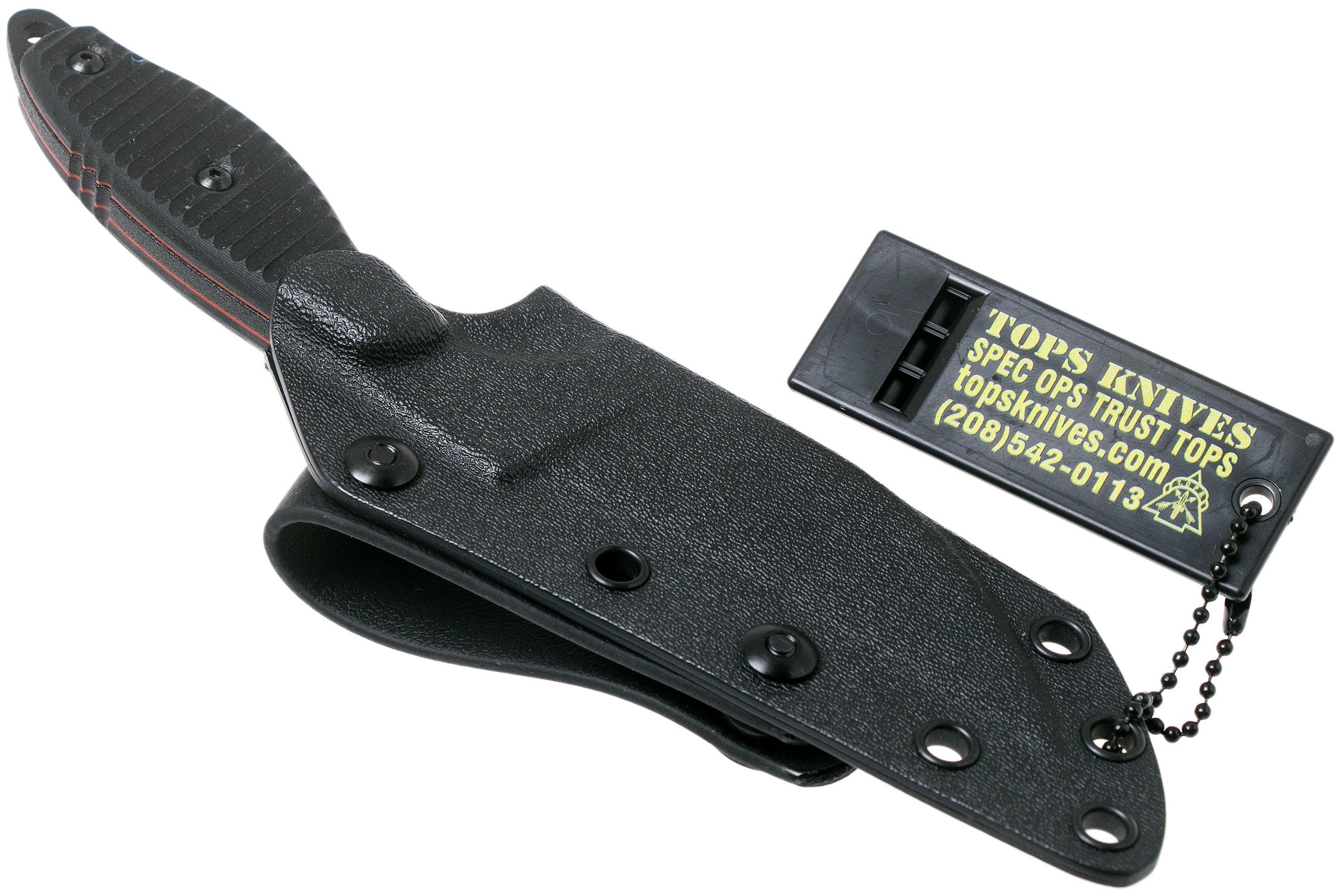 TOPS Unzipper Messer – Feststehendes Outdoor-Messer, Pikal-Klinge, Schwarz, 19,9 Cm, Made In USA