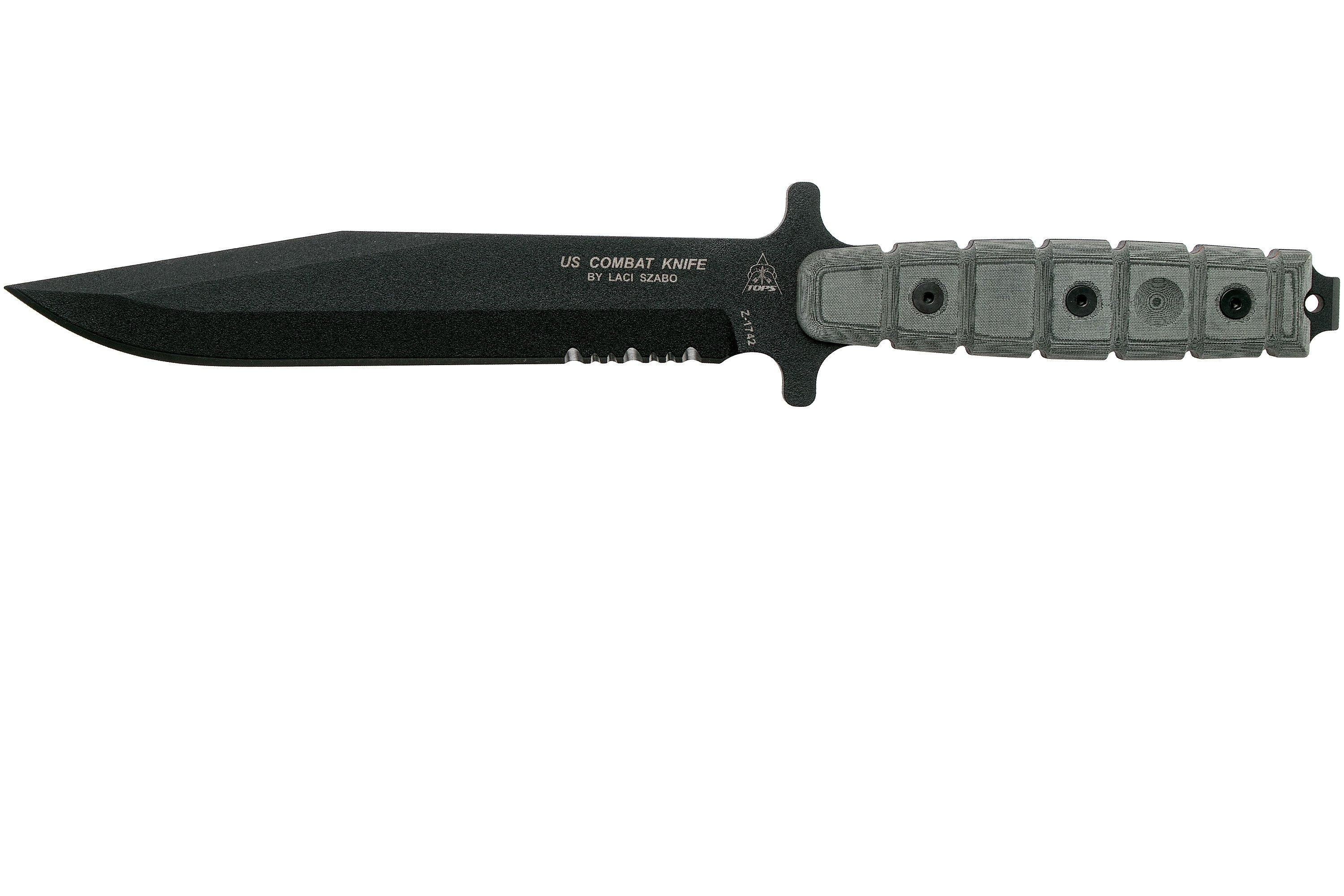 TOPS Knives US Combat Knife outdoor knife, Serrated, US01SERR, Szabo