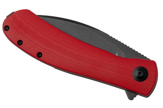 Afbeelding voor Trollsky Knives Mandu XL MT021-XL, Black 14C28N, Red G10 zakmes