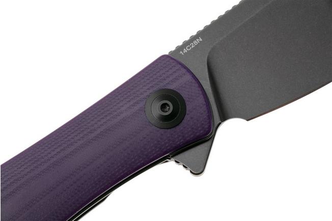 Afbeelding voor Trollsky Knives Mandu XL MT022-XL, Black 14C28N, Purple G10 zakmes