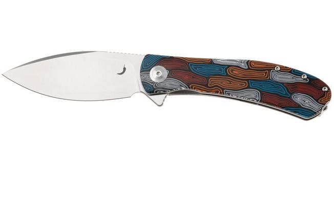 Afbeelding voor Trollsky Knives Mandu XL, Burns Twice Edition, MT024-XL, Satin 14C28N, Kaleidoscope Turtle G10 zakmes