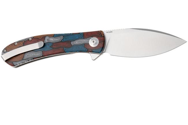 Afbeelding voor Trollsky Knives Mandu XL, Burns Twice Edition, MT024-XL, Satin 14C28N, Kaleidoscope Turtle G10 zakmes