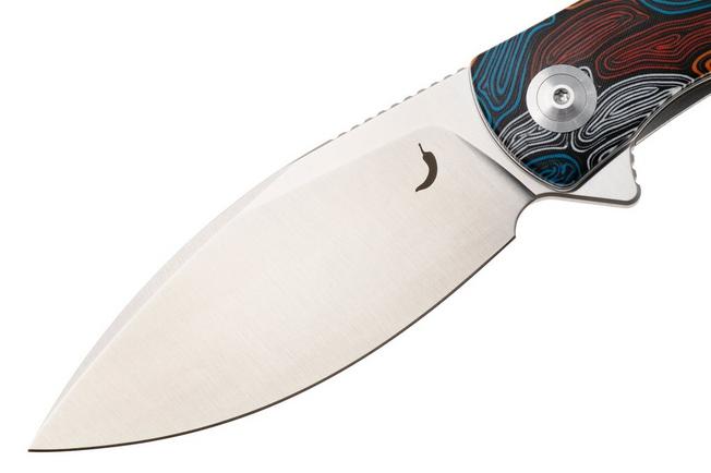 Afbeelding voor Trollsky Knives Mandu XL, Burns Twice Edition, MT024-XL, Satin 14C28N, Kaleidoscope Turtle G10 zakmes