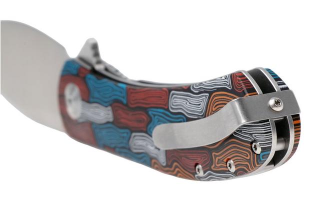 Afbeelding voor Trollsky Knives Mandu XL, Burns Twice Edition, MT024-XL, Satin 14C28N, Kaleidoscope Turtle G10 zakmes