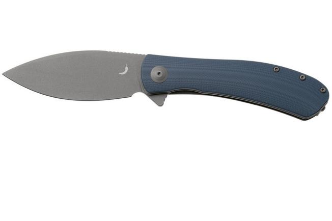 Bild für Trollsky Knives Mandu XL, Chili Pepper Team Edition, MT026-XL, Dark Bead Blasted D2, Grey/Blue G10 Taschenmesser